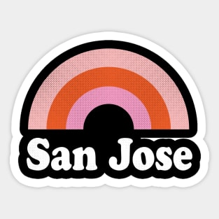 San Jose, California - CA Retro Rainbow and Text Sticker